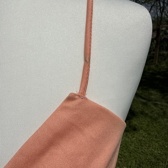 Vtg 70s Peach Lace Maxi Dress Sheer Sleeve Prairie Romantic Union Made Victorian - Picture 13 of 15